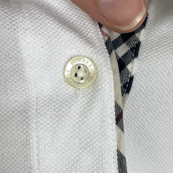 Burberry London Nova Check Collar Polo Shirt Golf Classic White Size Women's XL - Picture 4 of 7